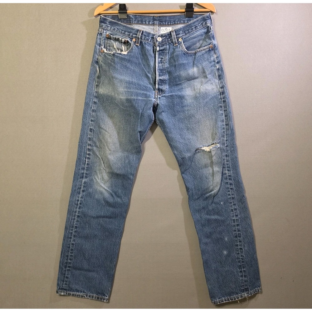 Vintage 1997 Levi's 501xx Jeans W35 L36 Made USA Button Fly Distressed Sz 32x32